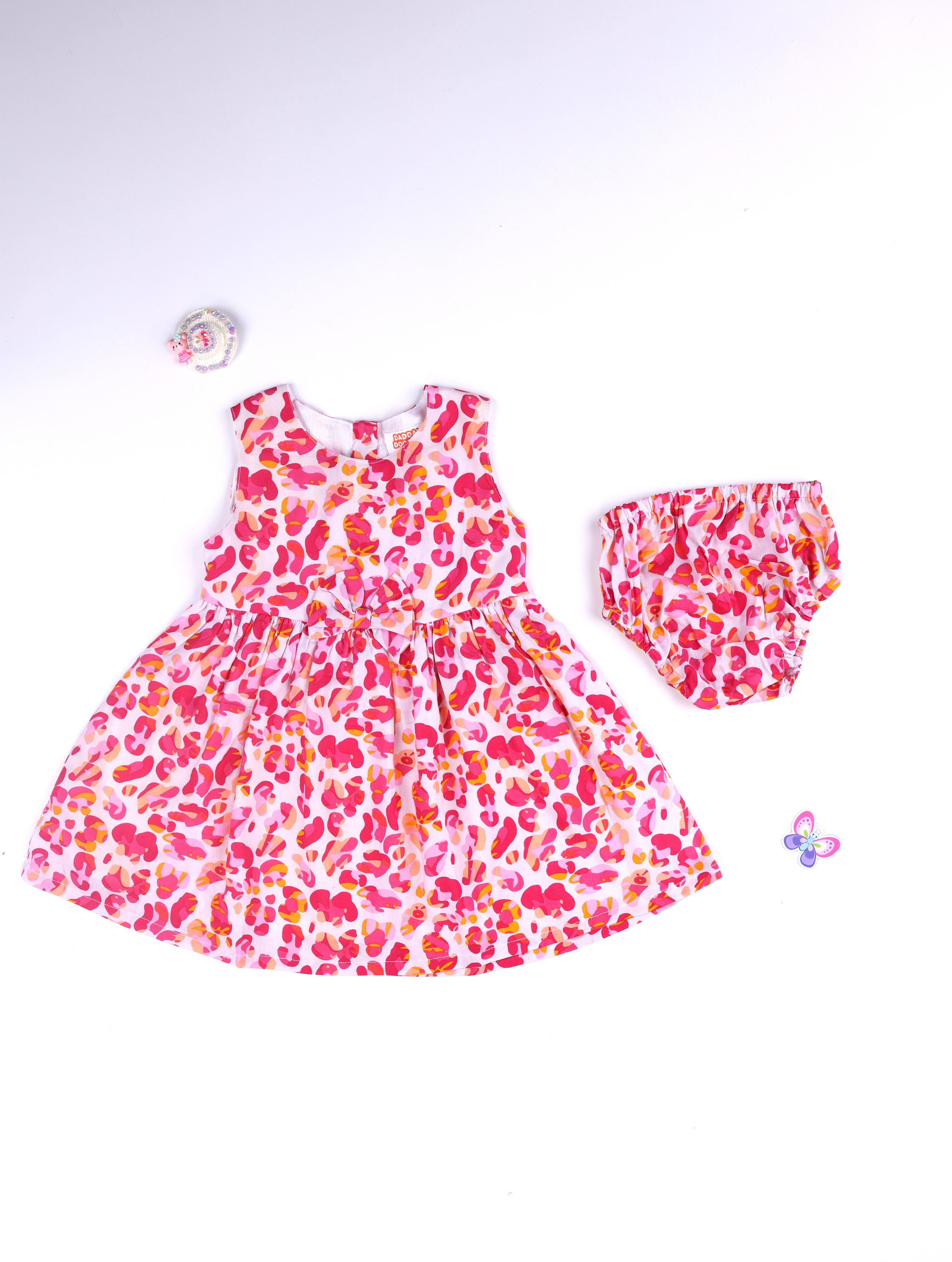 Kids Cotton Dress Set | Pink Heart Print Summer Outfit