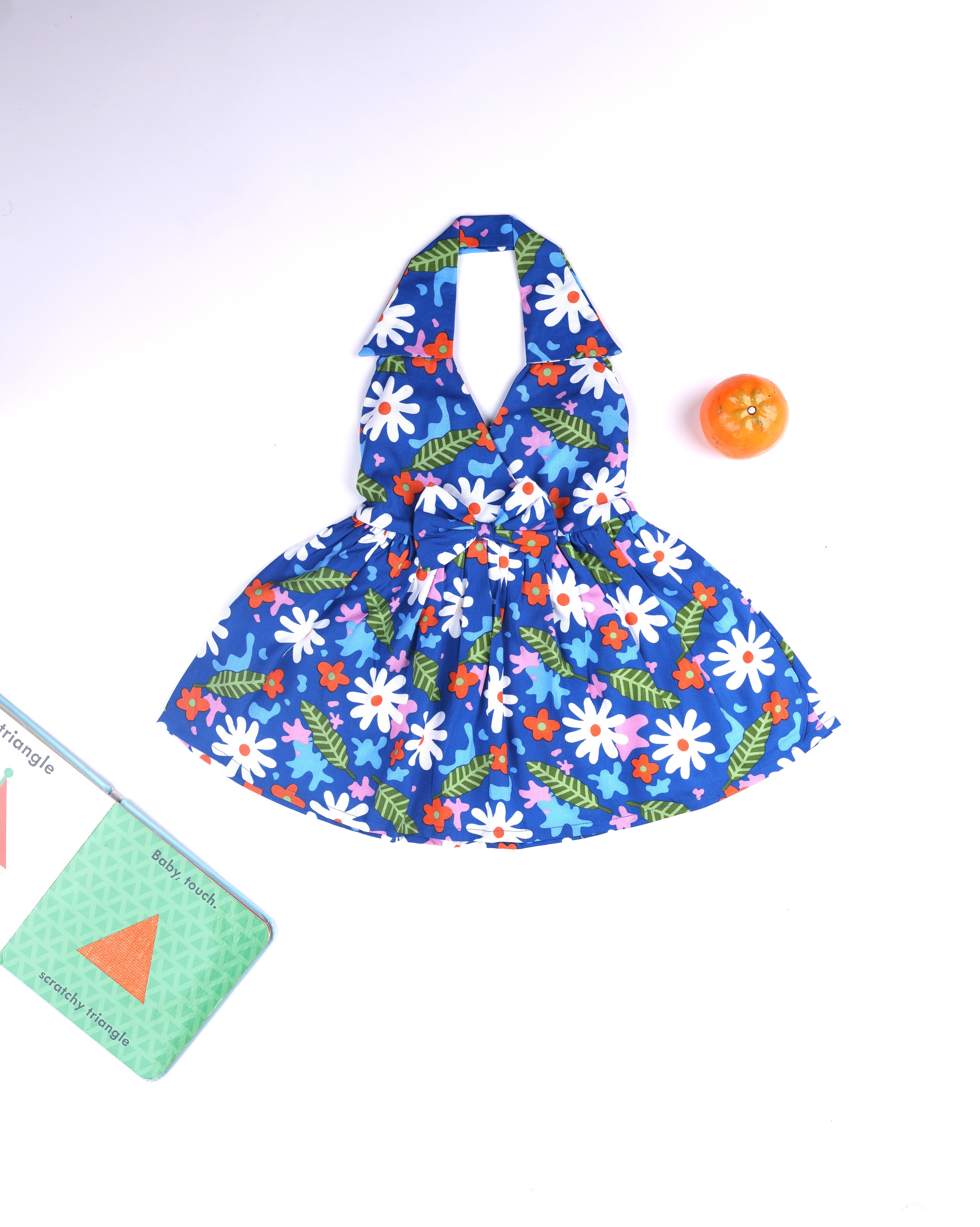 Dadda Doodle All Over Floral Printed Sleeveless Frock - Blue