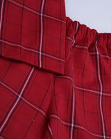 Dadda Doodle Cotton Woven Full Sleeves Co-ords Night Suit With Checkered Print - Red