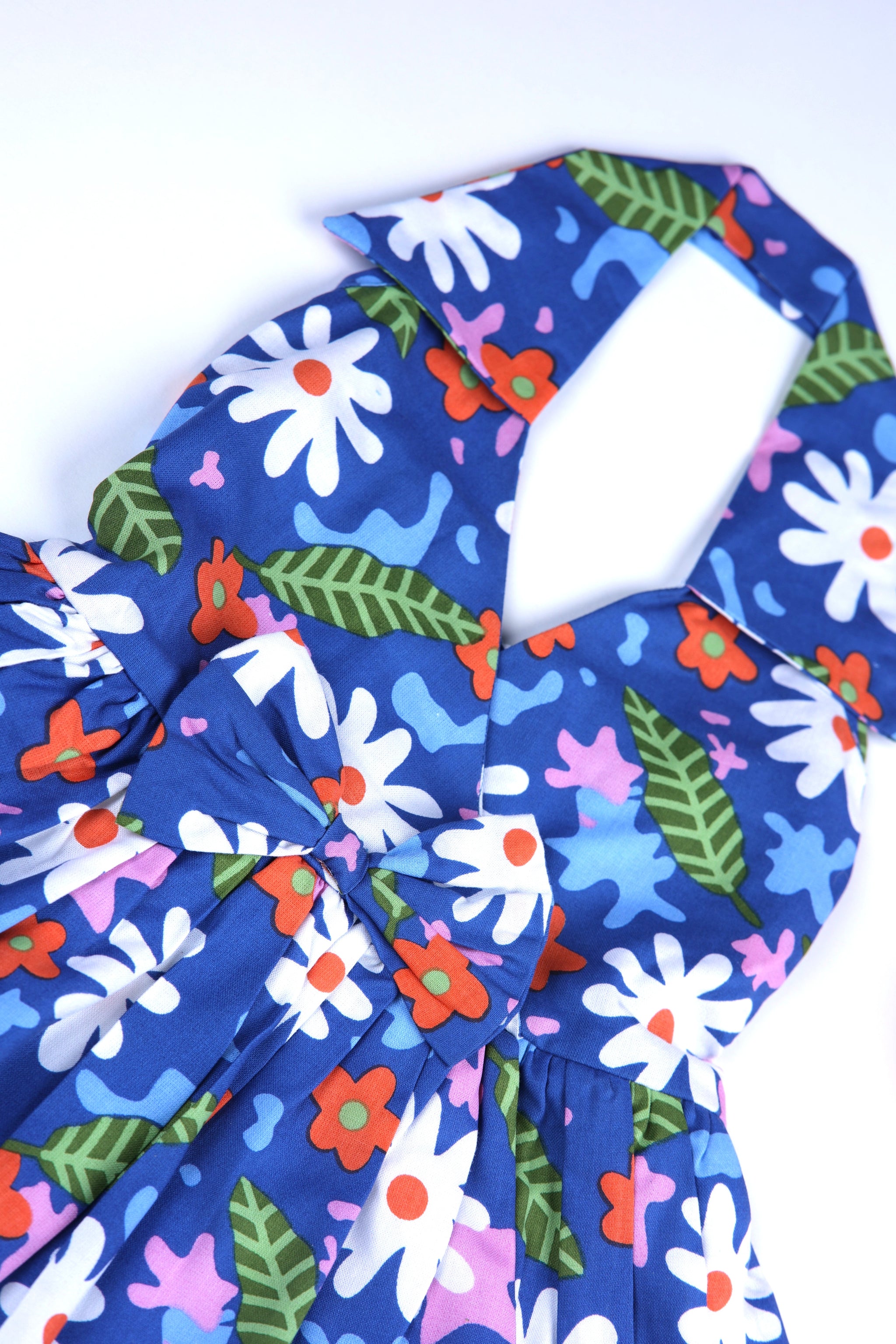 Dadda Doodle All Over Floral Printed Sleeveless Frock - Blue