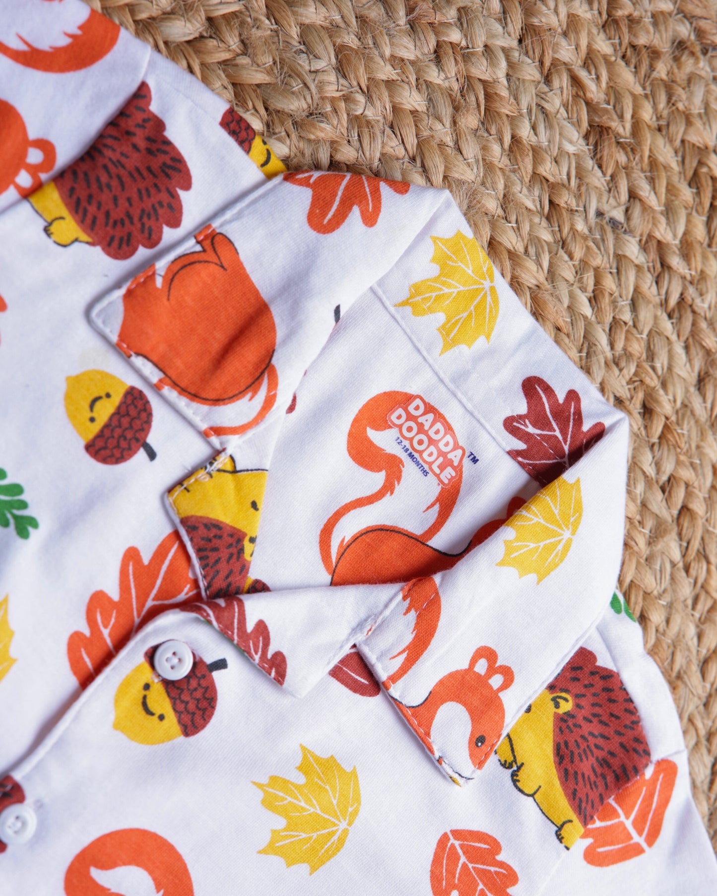 Dadda Doodle Cotton Knit Full Sleeves Co-ords Night Suit With Orange Animal