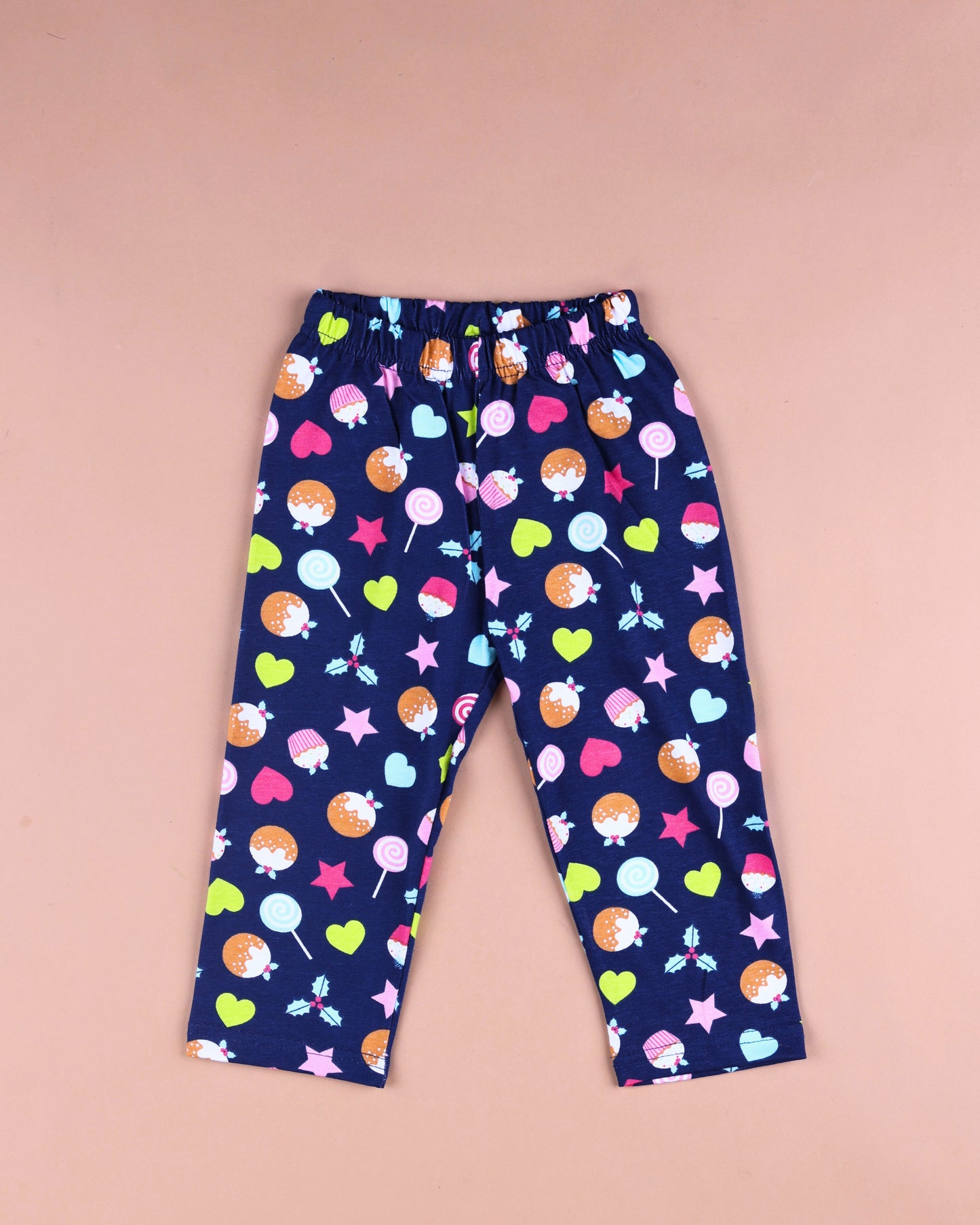 Dadda Doodle Cotton Knit Full Sleeves Co-ords Night Suit With Candy