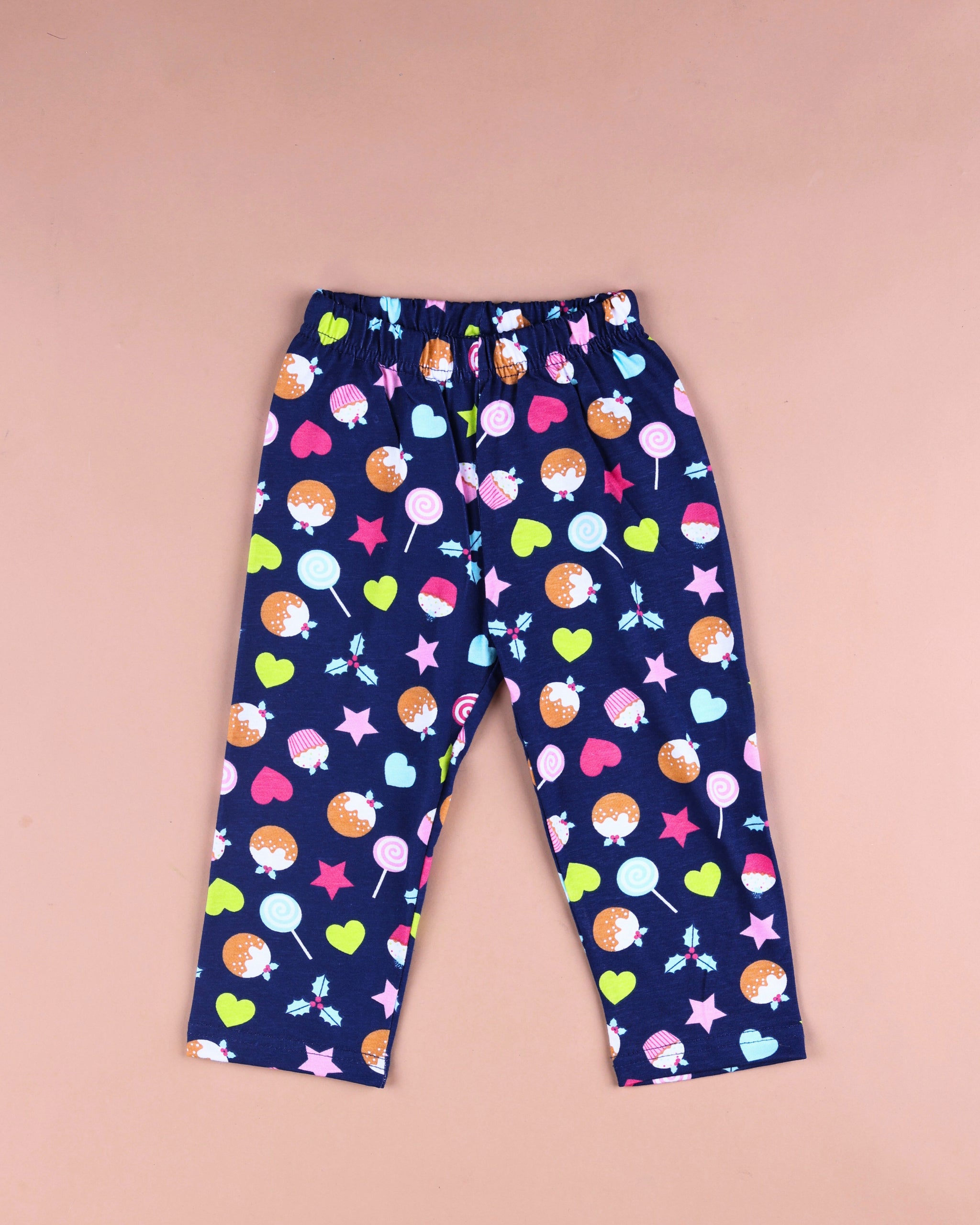 Dadda Doodle Cotton Knit Full Sleeves Co-ords Night Suit With Candy