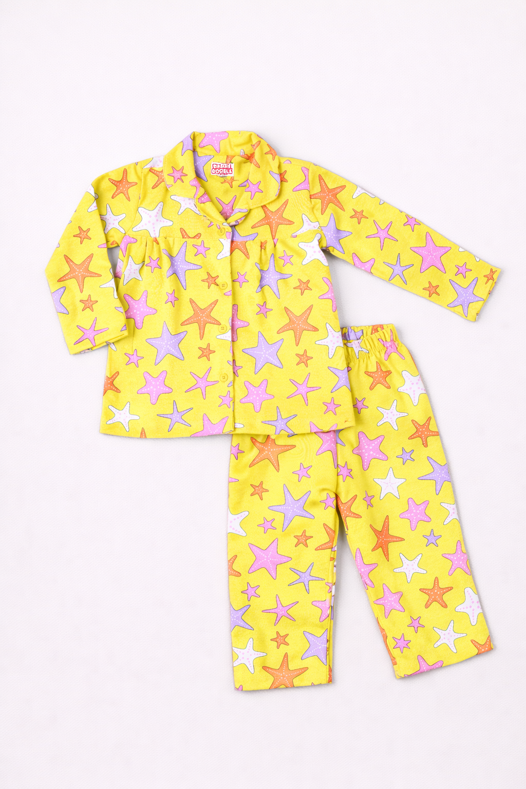 Dadda Doodle Cotton Knit Full Sleeves Co-ords Night Suit With Big Stars