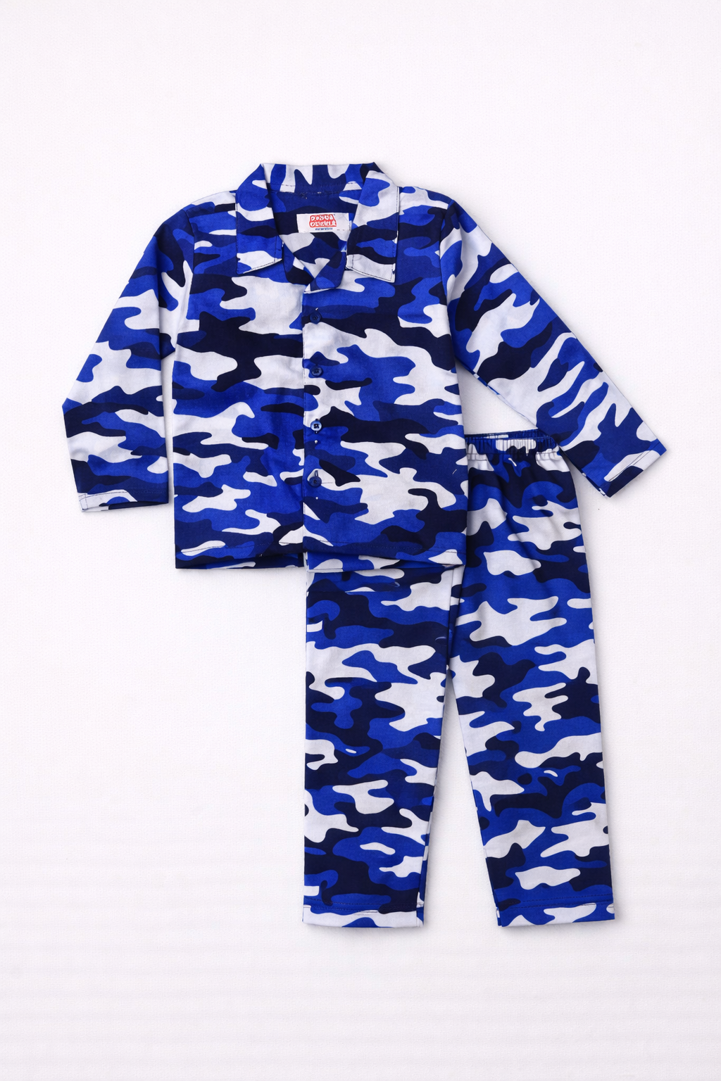 Dadda Doodle Cotton Woven Full Sleeves Co-ords Night Suit With Blue Print