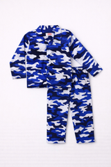 Dadda Doodle Cotton Woven Full Sleeves Co-ords Night Suit With Blue Print