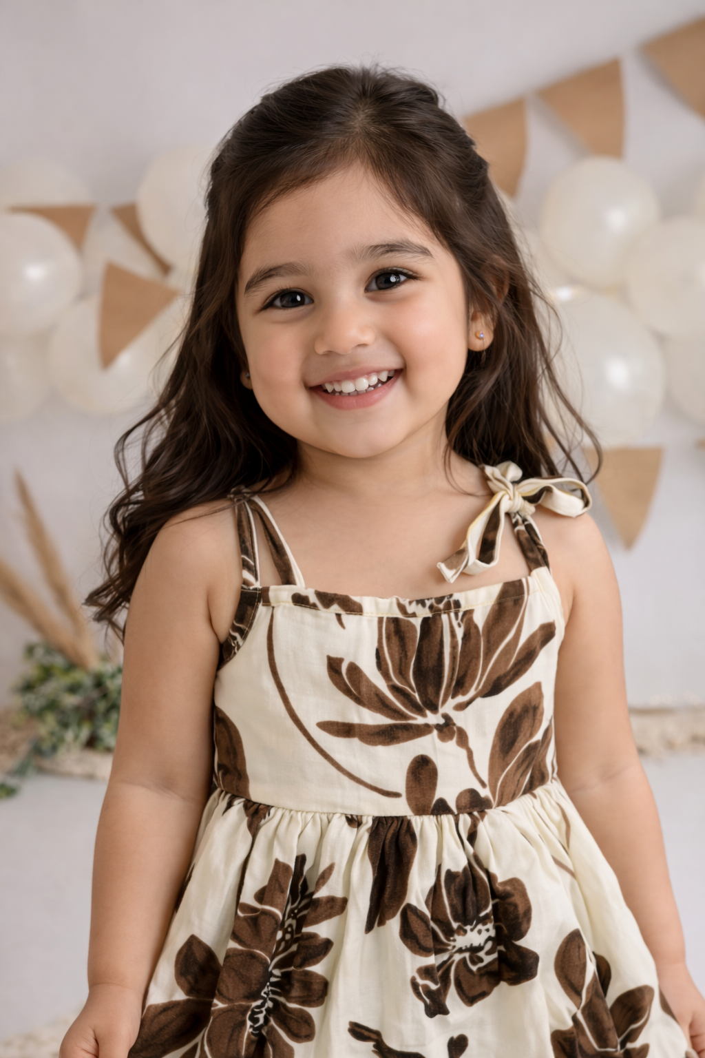 Dadda Doodle All Over Floral Printed Sleeveless Frock