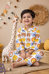 Dadda Doodle Cotton Woven Full Sleeves Co-ords Night Suit With Bears