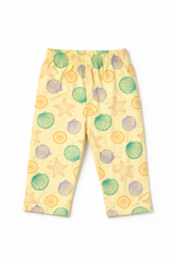 Dadda Doodle Cotton Knit Full Sleeves Co-ords Night Suit With Oyster-Yellow