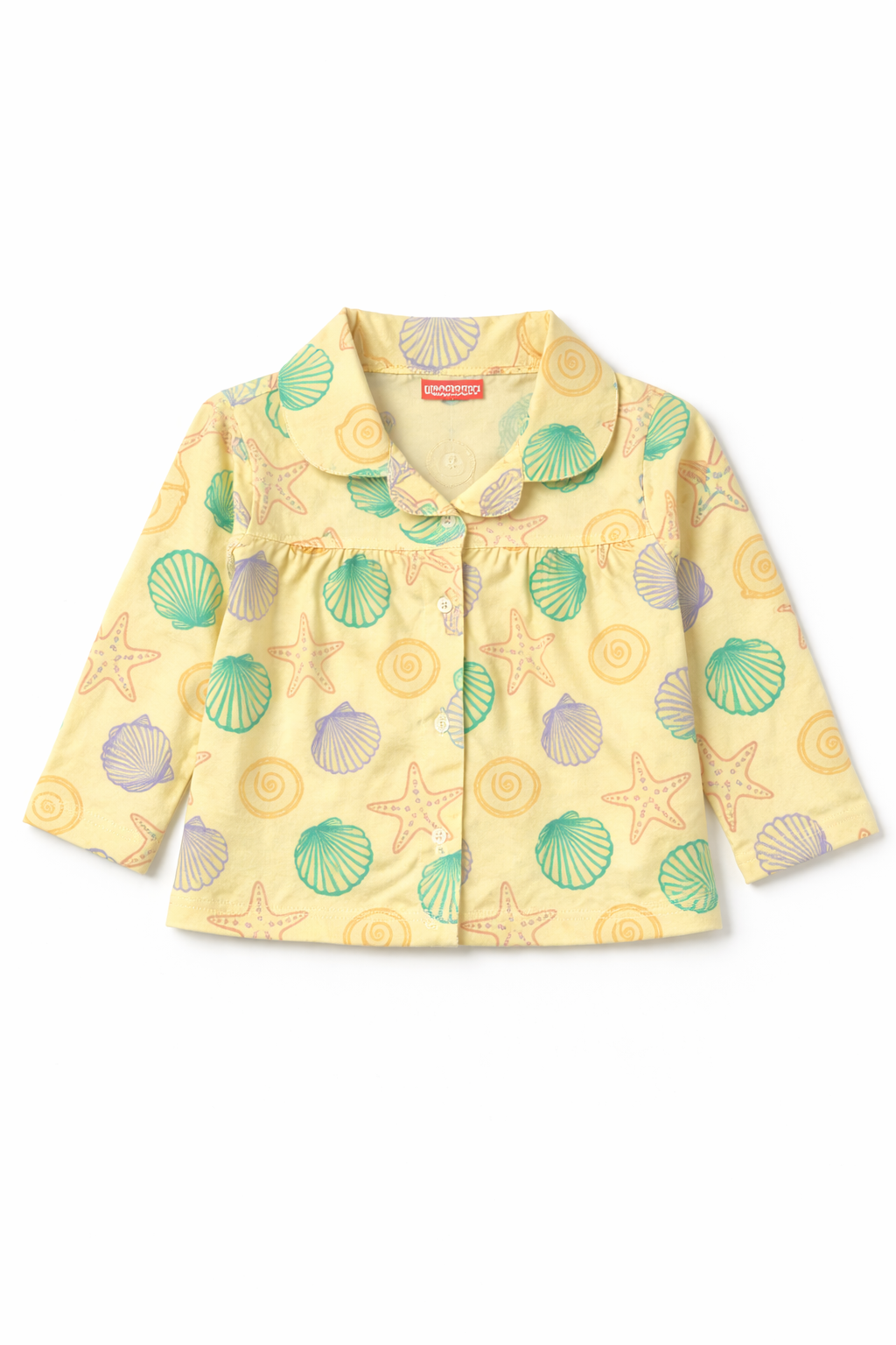 Dadda Doodle Cotton Knit Full Sleeves Co-ords Night Suit With Oyster-Yellow