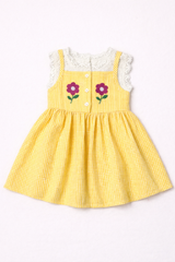 Sunny Yellow Gingham Floral Dress