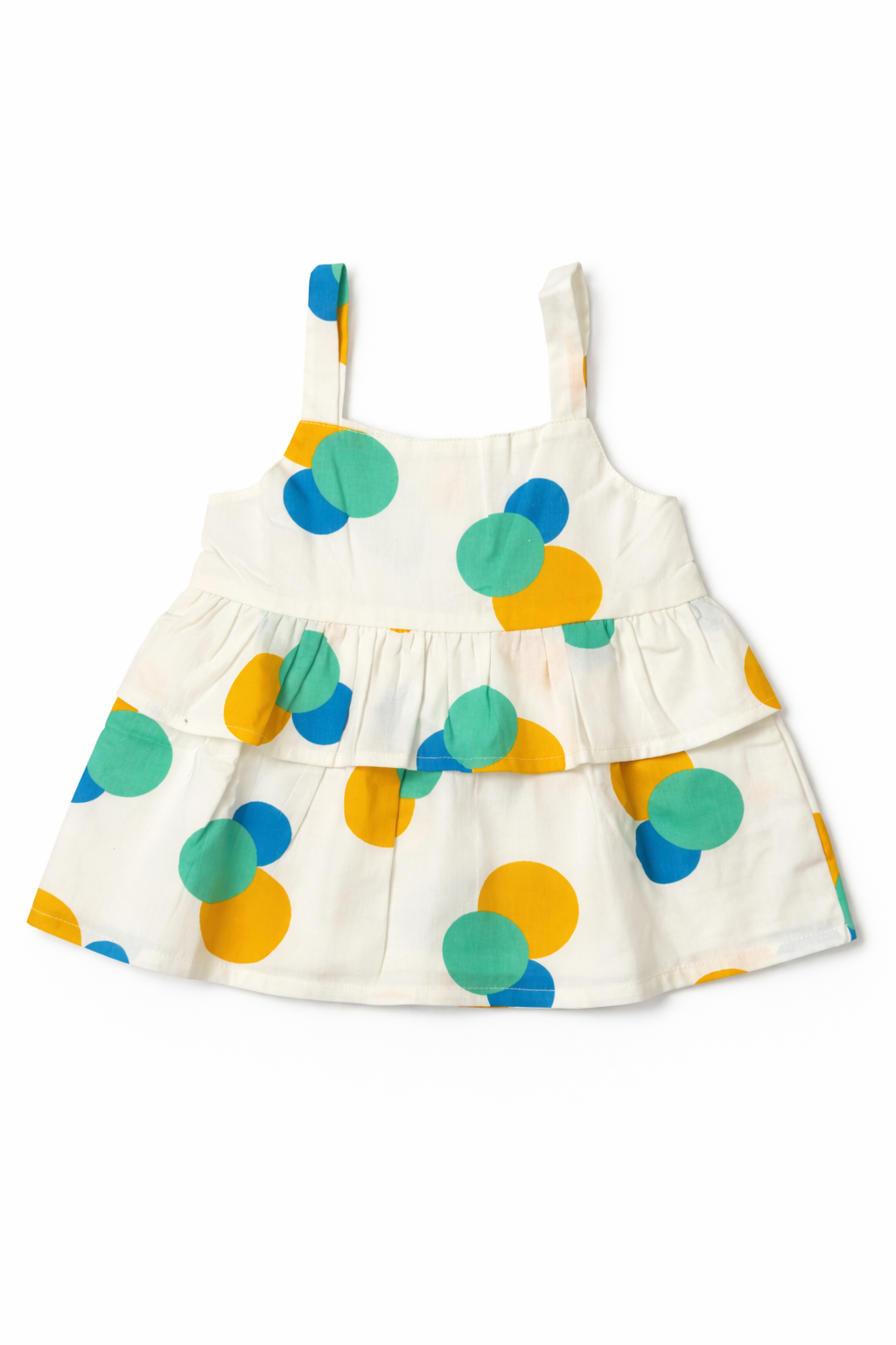 Dadda Doodle Cotton Woven Sleeveless Dots Top & Pants Set with Ruffles - Blue