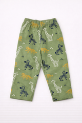 Dadda Doodle Cotton Woven Full Sleeves Co-ords Night Suit With Animal Print- Green
