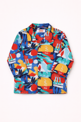 Dadda Doodle Cotton Woven Full Sleeves Co-ords Night Suit With Abstract Print - Multicolor