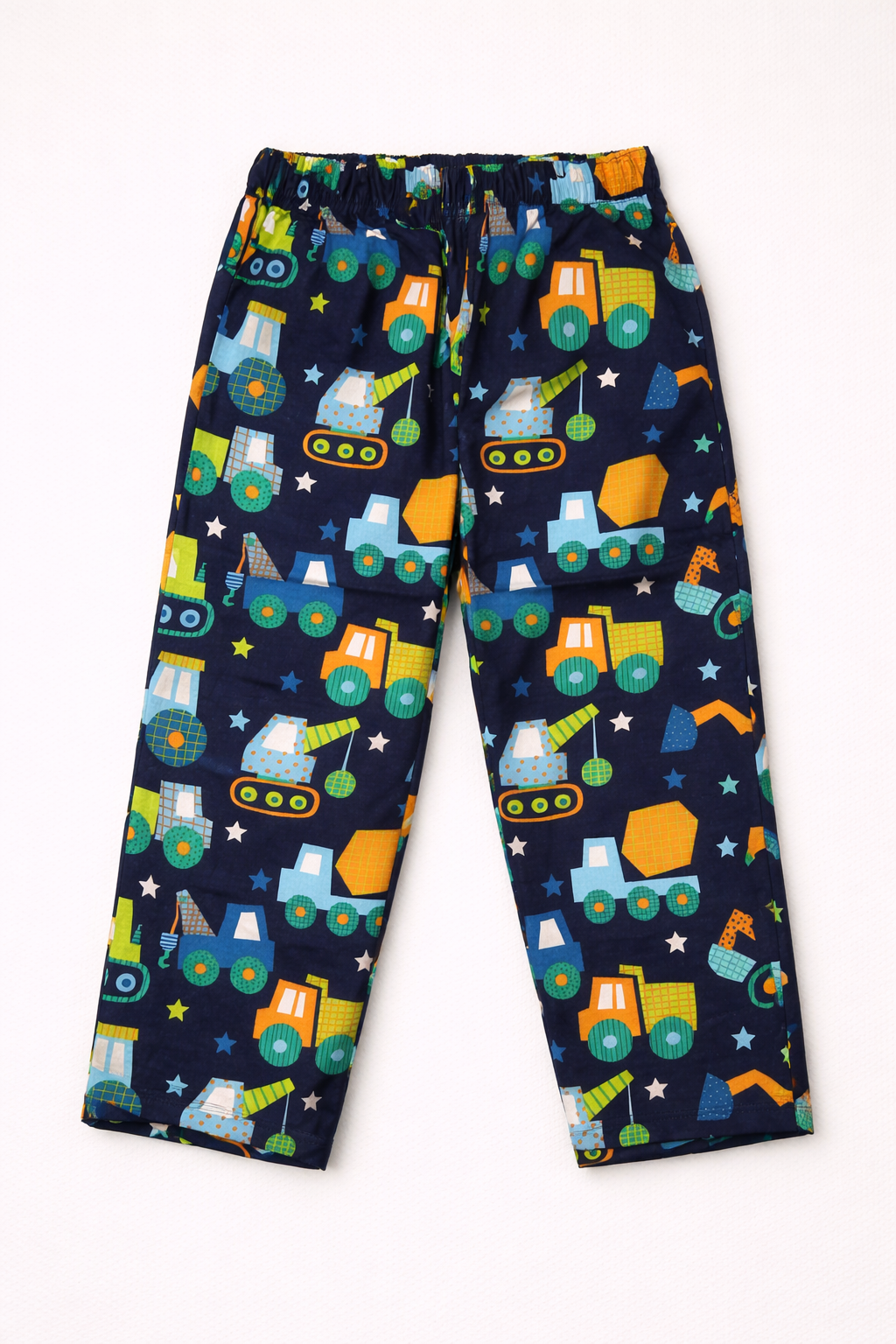 Dadda Doodle Cotton Woven Full Sleeves Co-ords Night Suit With vehicle Print - Blue
