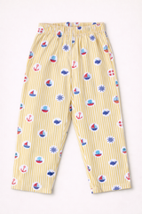 Dadda Doodle Cotton Woven Full Sleeves Co-ords Night Suit With Boat