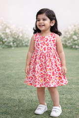 Kids Cotton Dress Set | Pink Heart Print Summer Outfit