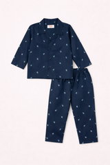 Dadda Doodle Cotton Woven Full Sleeves Co-ords Night Suit With Blue Print star