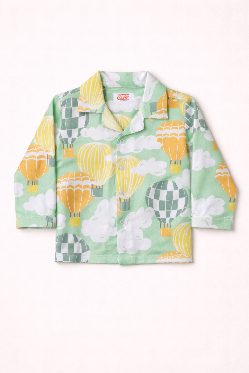 Dadda Doodle Cotton Woven Full Sleeves Co-ords Night Suit With Hot Air Ballon Print - Multi
