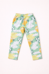 Dadda Doodle Cotton Woven Full Sleeves Co-ords Night Suit With Hot Air Ballon Print - Multi