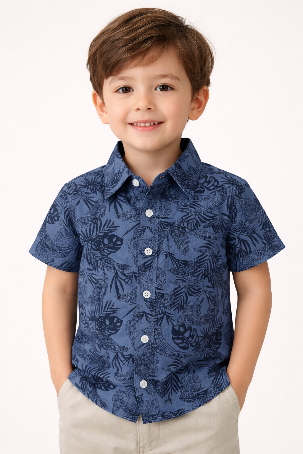 Dadda Doodle 100% Cotton Woven Half Sleeves Tropical Theme Printed Shirt - Blue