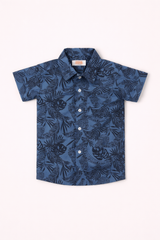 Dadda Doodle 100% Cotton Woven Half Sleeves Tropical Theme Printed Shirt - Blue