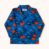 Dadda Doodle Cotton Woven Full Sleeves Co-ords Night Suit With BasketBall Print