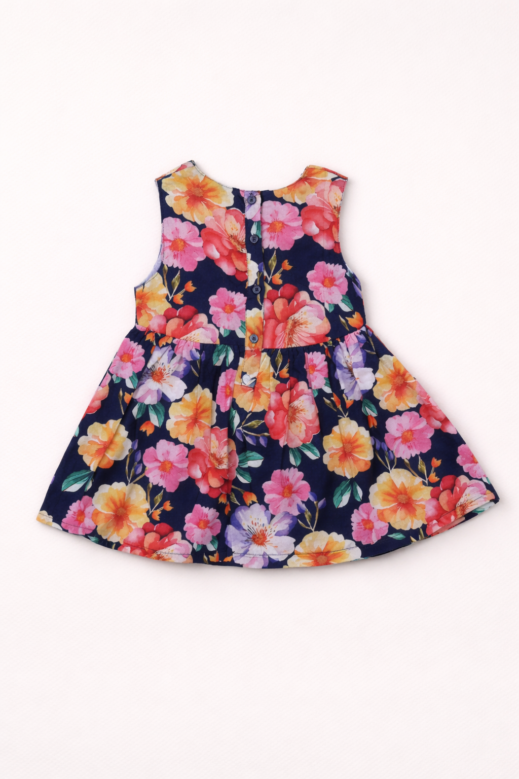 Dadda Doodle Cotton Woven Dress with Floral Print & Matching Bloomer – Red