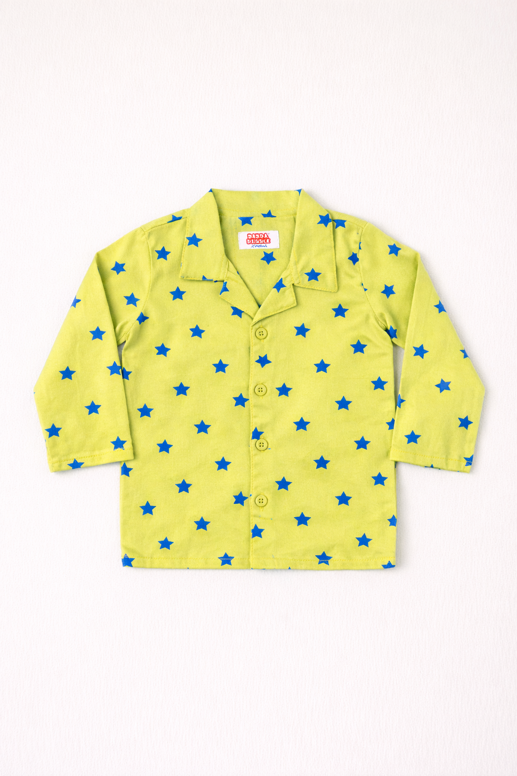 Dadda Doodle Cotton Woven Full Sleeves Co-ords Night Suit With Star Print - Lime