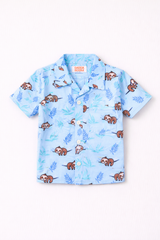 Dadda Doodle 100% Cotton Woven Half Sleeves Koala Printed Shirt - Light Blue