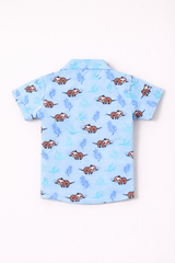Dadda Doodle 100% Cotton Woven Half Sleeves Koala Printed Shirt - Light Blue