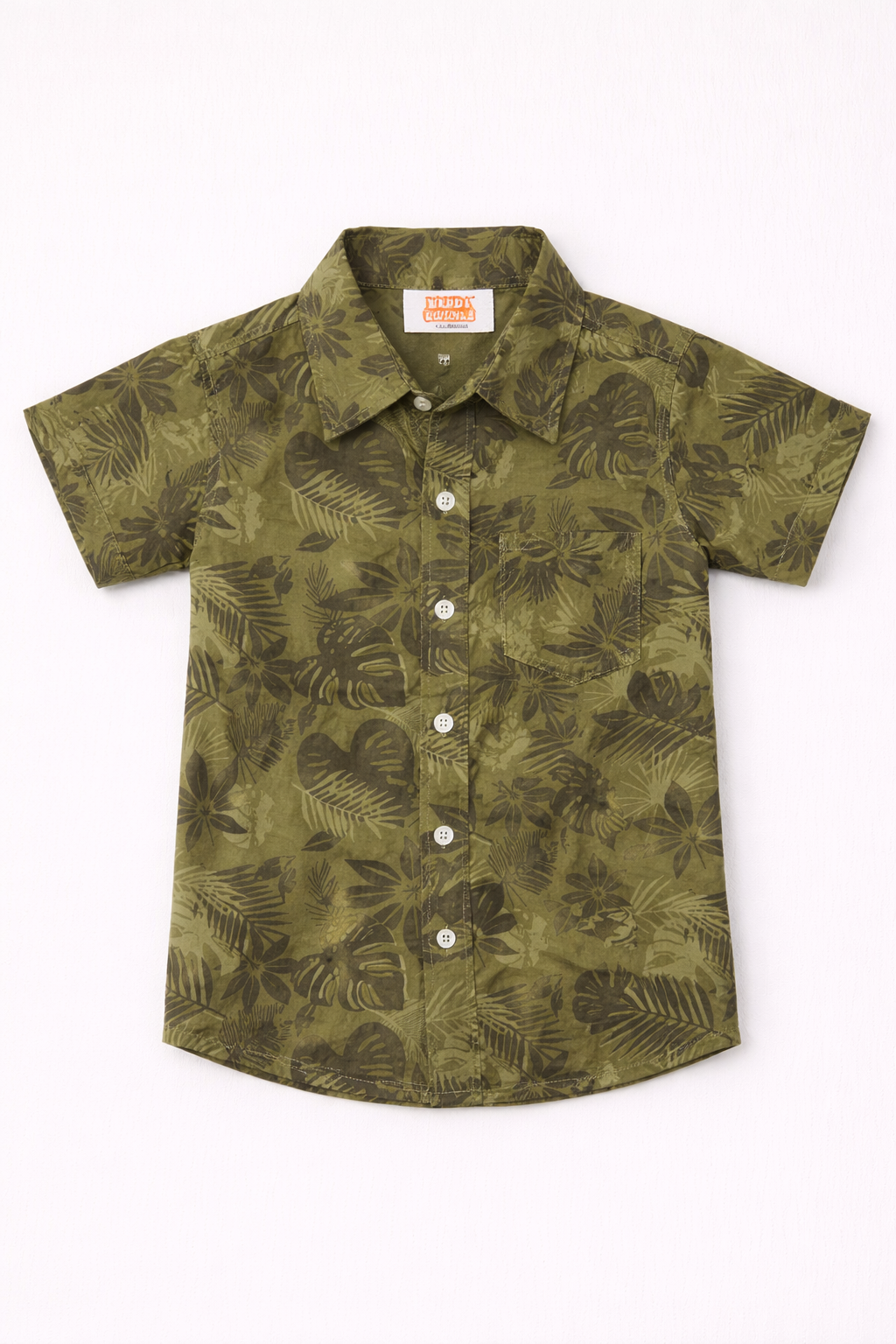 Dadda Doodle 100% Cotton Woven Half Sleeves Tropical Theme Printed Shirt - Olive Green