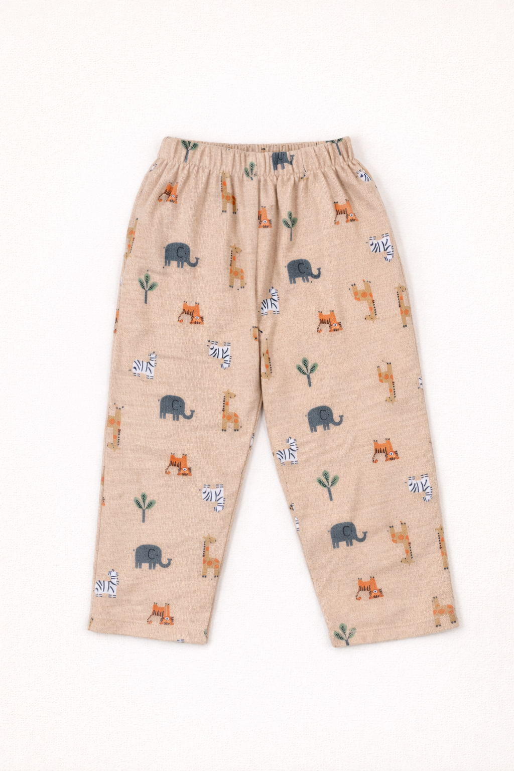 Dadda Doodle Cotton Woven Full Sleeves Co-ords Night Suit With Animal Print - Beige