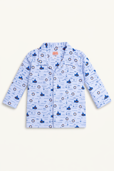 Dadda Doodle Cotton Woven Full Sleeves Co-ords Night Suit With Fish