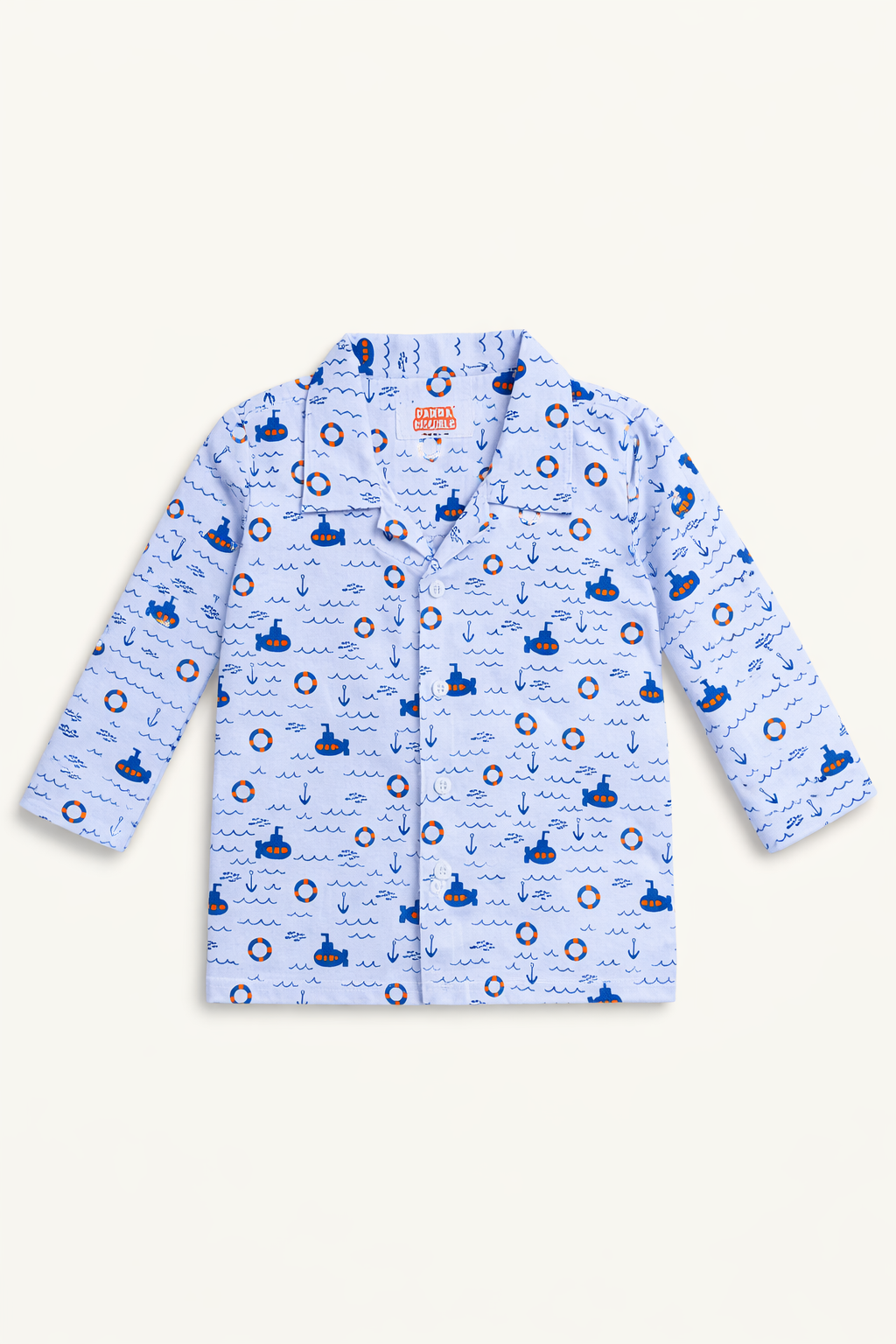 Dadda Doodle Cotton Woven Full Sleeves Co-ords Night Suit With Fish