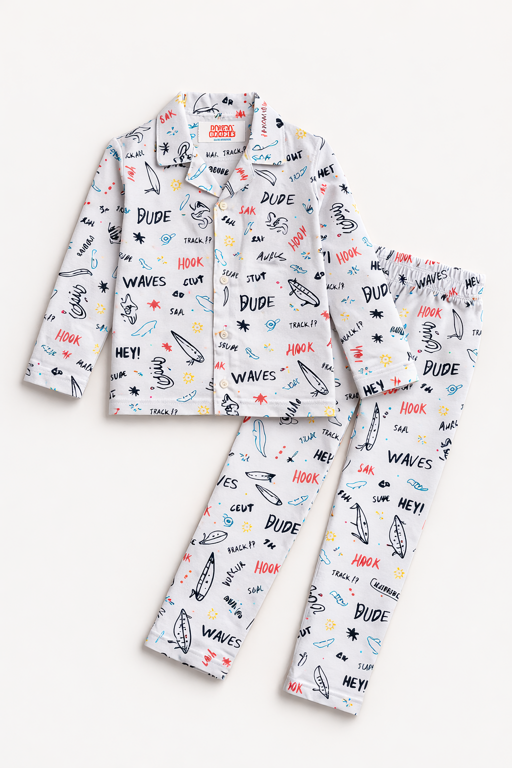 Dadda Doodle Cotton Woven Full Sleeves Co-ords Night Suit With Prints