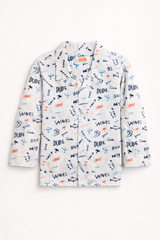 Dadda Doodle Cotton Woven Full Sleeves Co-ords Night Suit With Prints