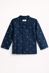Dadda Doodle Cotton Woven Full Sleeves Co-ords Night Suit With Blue Print star