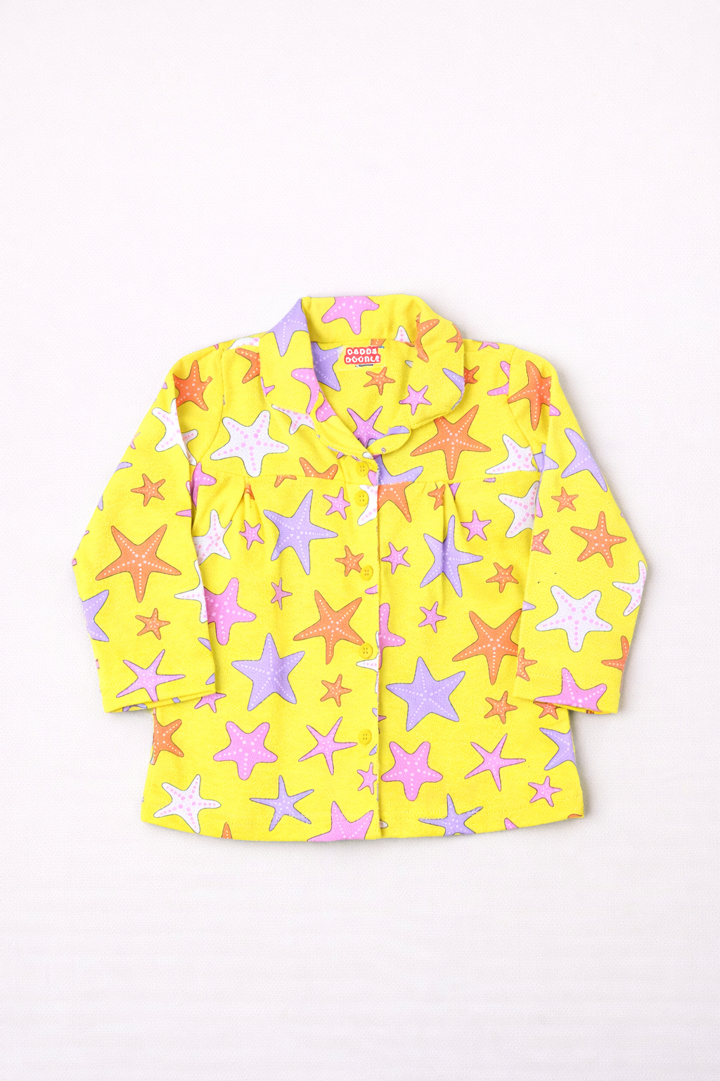 Dadda Doodle Cotton Knit Full Sleeves Co-ords Night Suit With Big Stars