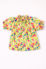 Dadda Doodle Cotton Woven Short Sleeves Co-ords Set With Floral Print – Yellow