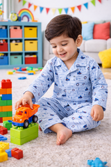 Dadda Doodle Cotton Woven Full Sleeves Co-ords Night Suit With Fish