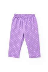 Dadda Doodle Cotton Knit Full Sleeves Co-ords Night Suit With Polka Dots- Purple