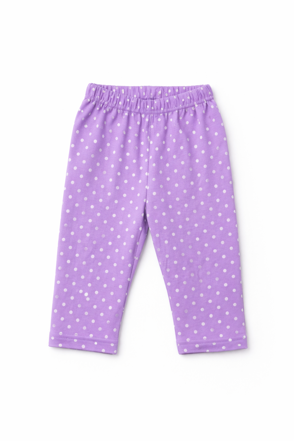 Dadda Doodle Cotton Knit Full Sleeves Co-ords Night Suit With Polka Dots- Purple
