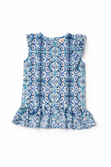 Dadda Doodle Half Sleeves Abstract Print Top & Shorts Set - Blue