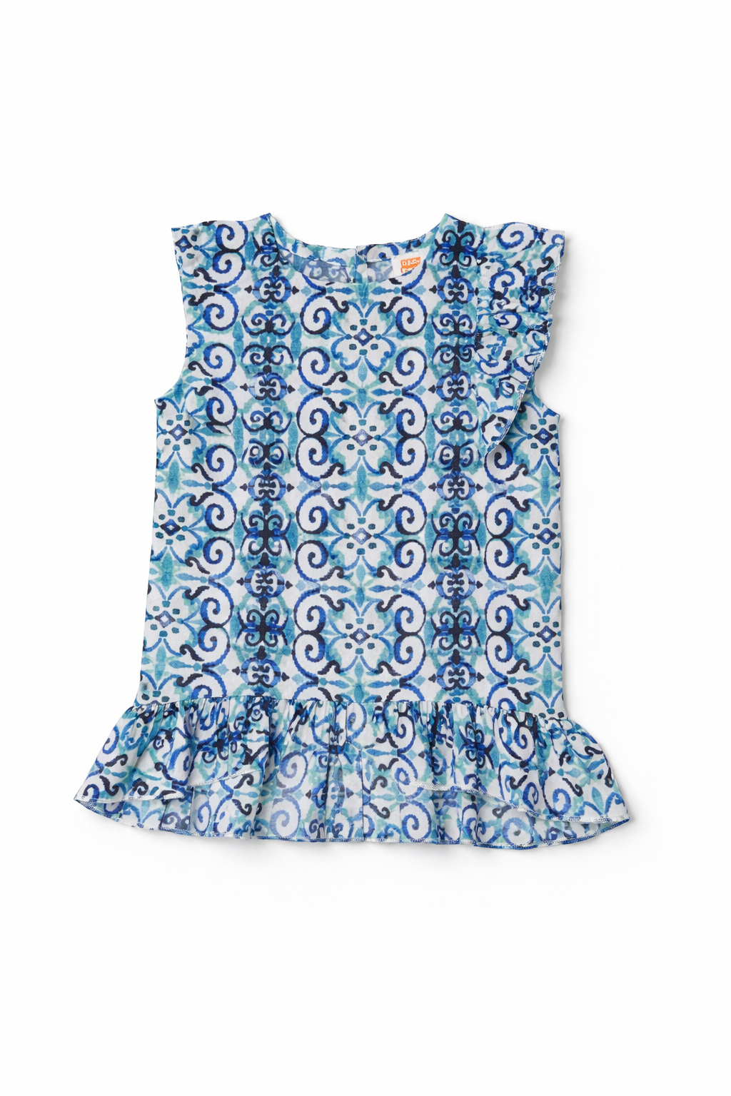 Dadda Doodle Half Sleeves Abstract Print Top & Shorts Set - Blue