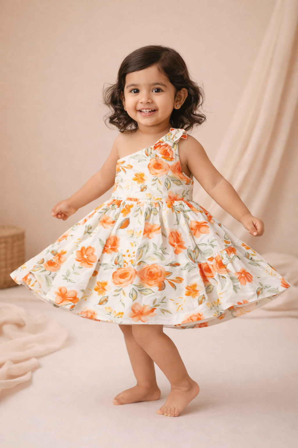 Dadda Doodle All Over Floral Printed Off Shoulder Frock