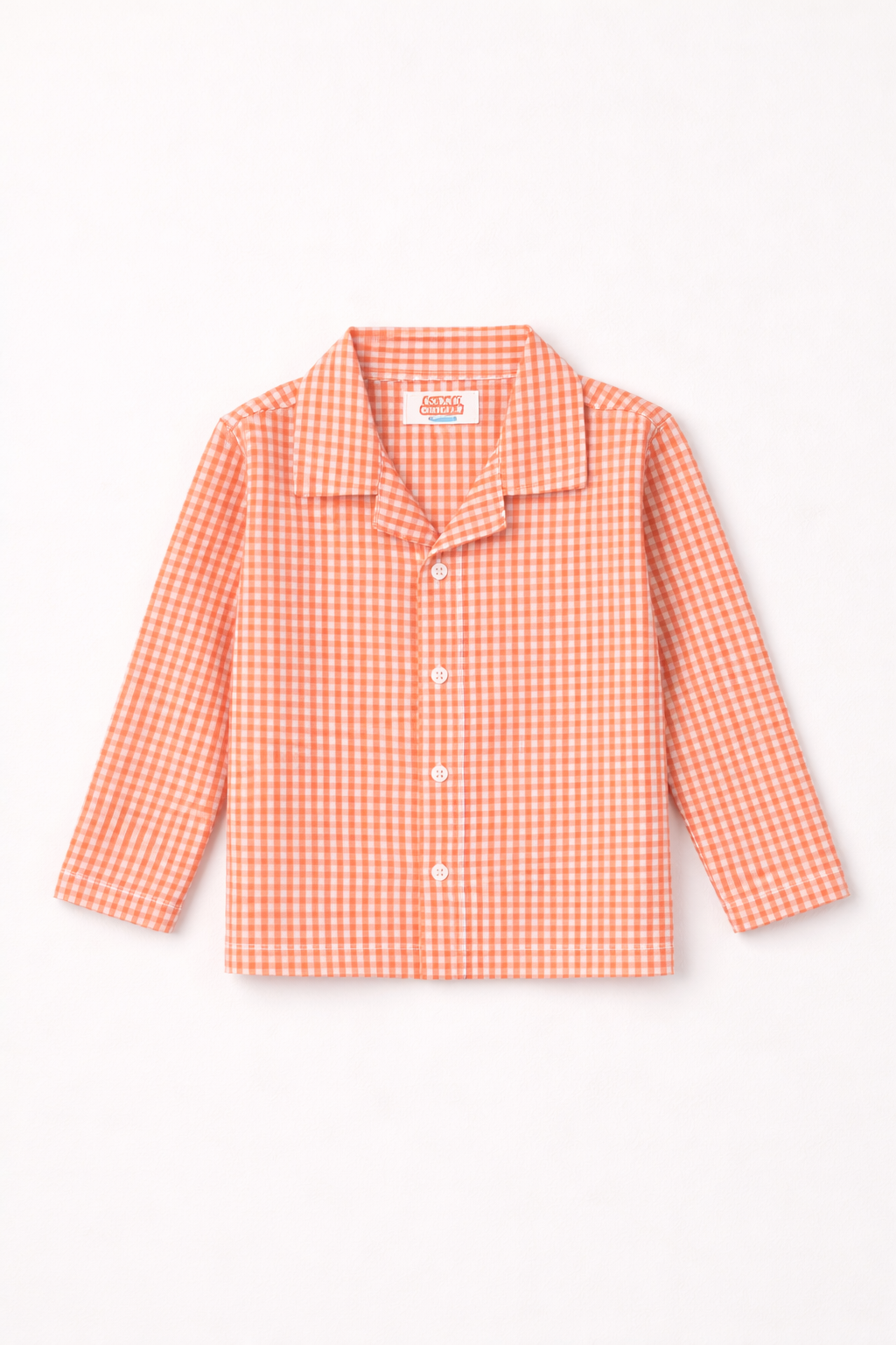 Dadda Doodle Cotton Woven Full Sleeves Co-ords Night Suit With Checkered Print- Orange