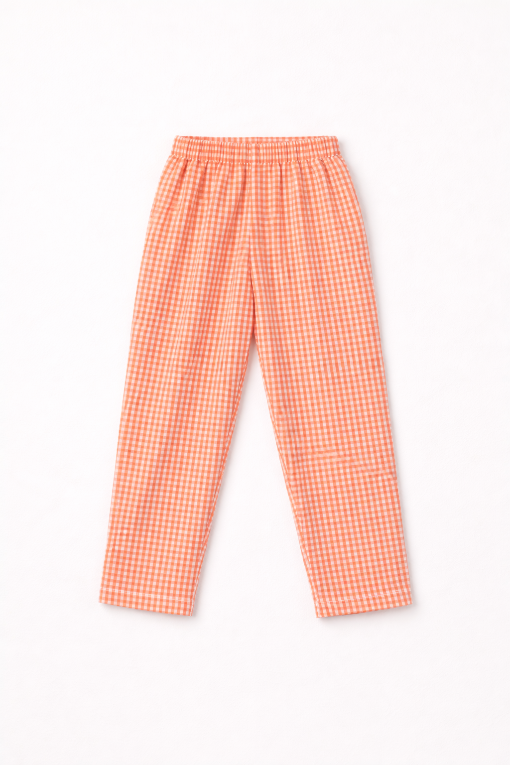 Dadda Doodle Cotton Woven Full Sleeves Co-ords Night Suit With Checkered Print- Orange