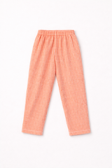 Dadda Doodle Cotton Woven Full Sleeves Co-ords Night Suit With Checkered Print- Orange