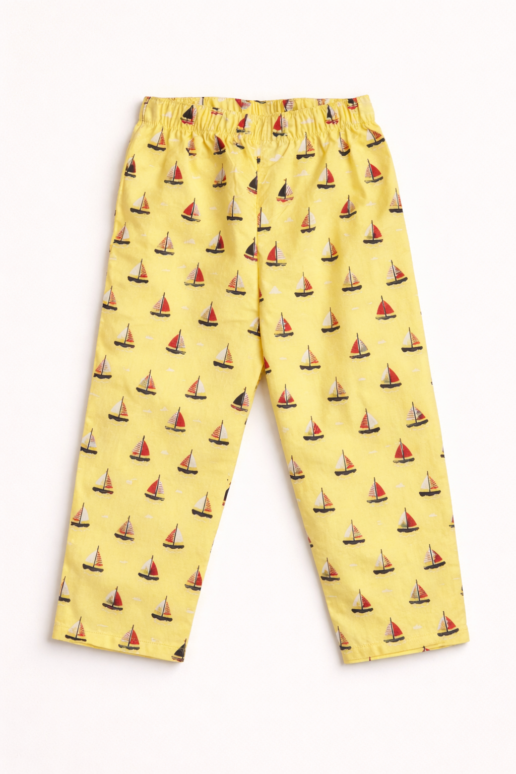 Dadda Doodle Cotton Woven Full Sleeves Co-ords Night Suit With Boat Print - Yellow